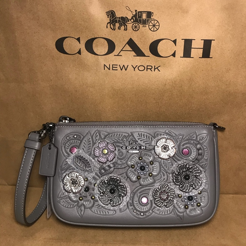 COACH Nolita Wristlet 19 With Metal Tea Rose